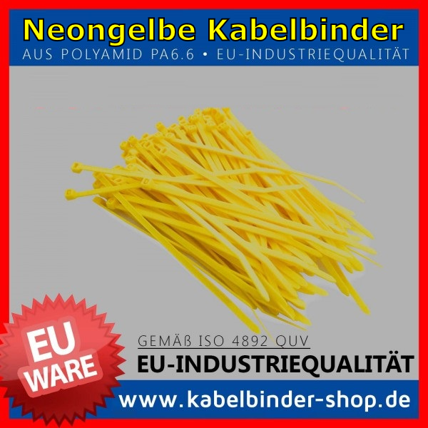 4,8x290mm Kabelbinder in neongelb